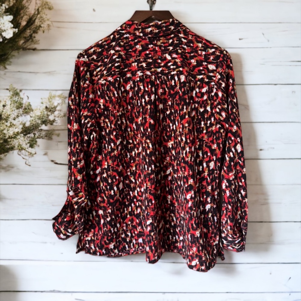 Notations Long Sleeve Button Up Career Painterly Blouse - Picture 8 of 14